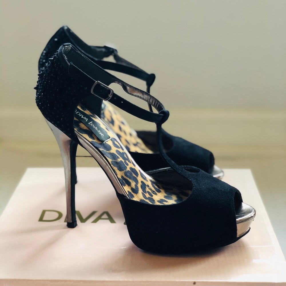 Spike Back T-Strap Heels